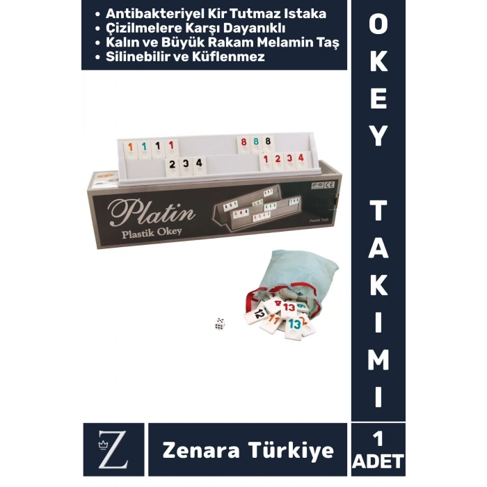 Aile Ev Arkadaş Kahve Cafe Oyun Dayanıklı Antibakteriyel Kir Tutmaz Sert Plastik 101 OKEY TAKIMI