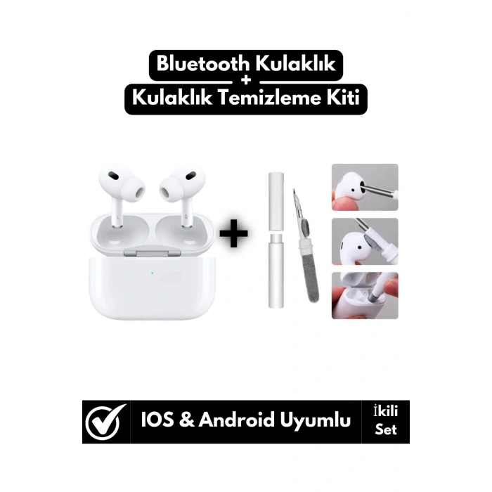 Akıllı Telefon Uyumlu Bluetooth V5 Kulak İçi Kulaklık+Kulaklık Temizleme Seti