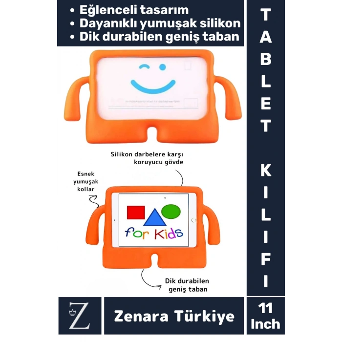 Apple Samsung Uyumlu Geniş Tabanlı Yumuşak Tutacaklı Tam Koruma Silikon Çocuk Tablet Kılıfı 11 Inch