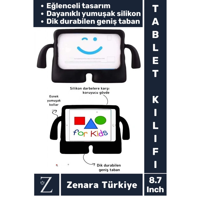 Apple Samsung Uyumlu Geniş Tabanlı Yumuşak Tutacaklı Tam Koruma Silikon Çocuk Tablet Kılıfı 8.7 Inch