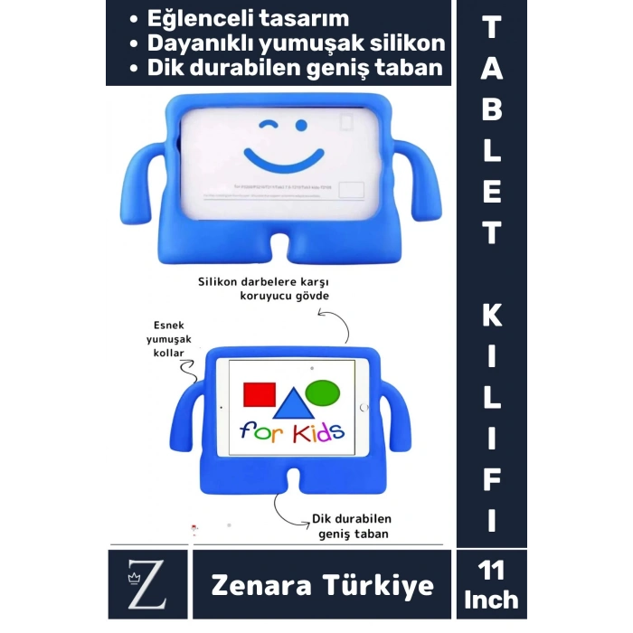 Apple Samsung Uyumlu Geniş Tabanlı Yumuşak Tutacaklı Tam Koruma Silikon Çocuk Tablet Kılıfı 11 Inch