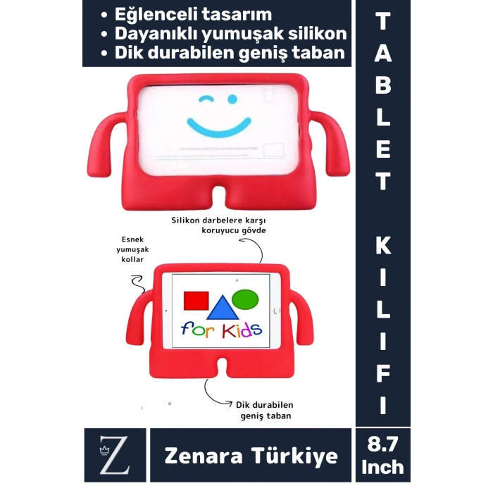 Apple Samsung Uyumlu Geniş Tabanlı Yumuşak Tutacaklı Tam Koruma Silikon Çocuk Tablet Kılıfı 8.7 Inch