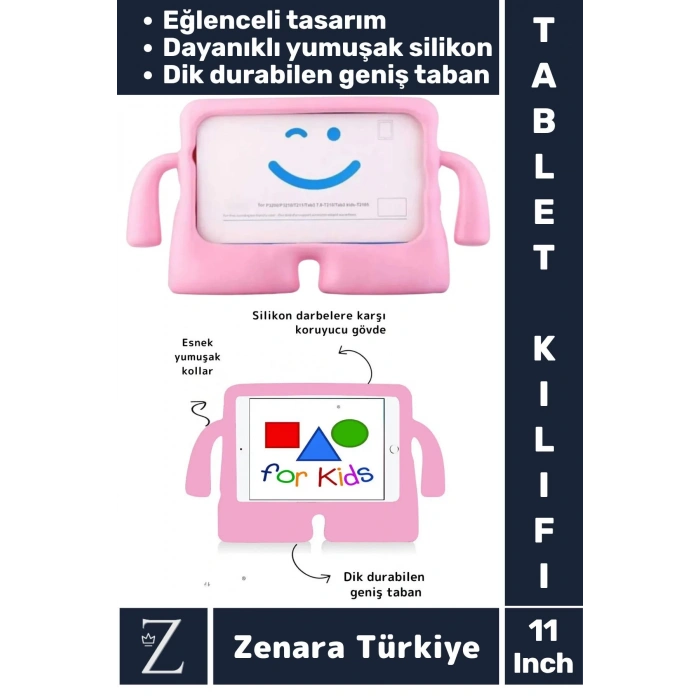 Apple Samsung Uyumlu Geniş Tabanlı Yumuşak Tutacaklı Tam Koruma Silikon Çocuk Tablet Kılıfı 11 Inch