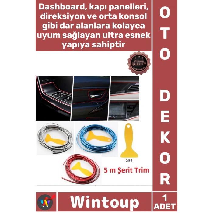 #Şerit Oto İç Aksesuar Dashboard Torpido Kapı Kenar Fitil Esnek PVC Araba Dekorasyon 5 Mt Şerit Trim