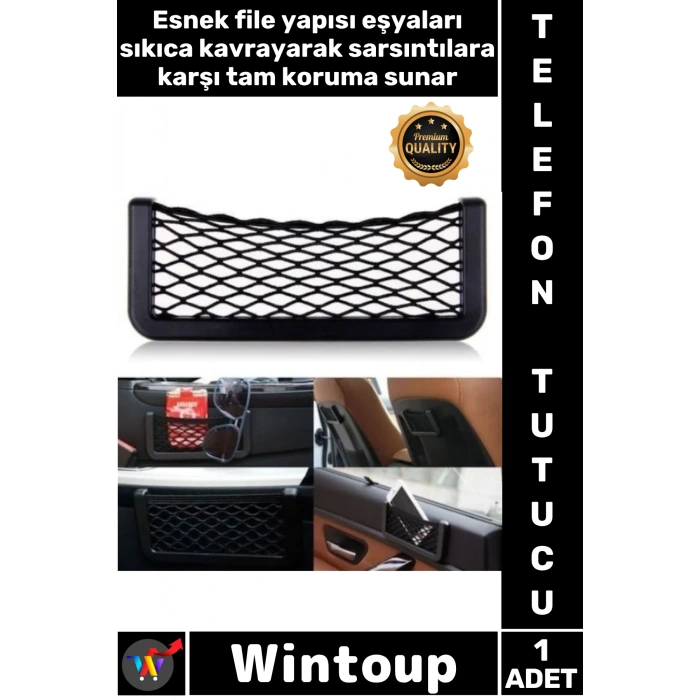 #TelefonTutucu Torpido Kapı Yanı Organizer Düzenleyici Esnek Yapışkanlı Araç İçi Telefon Tutucu File