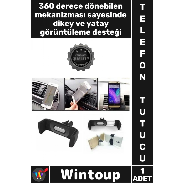 #TelefonTutucu Havalandırma Izgarası Uyumlu 360 Döner Araç Klimasına Takılan Kıskaçlı Telefon Tutucu