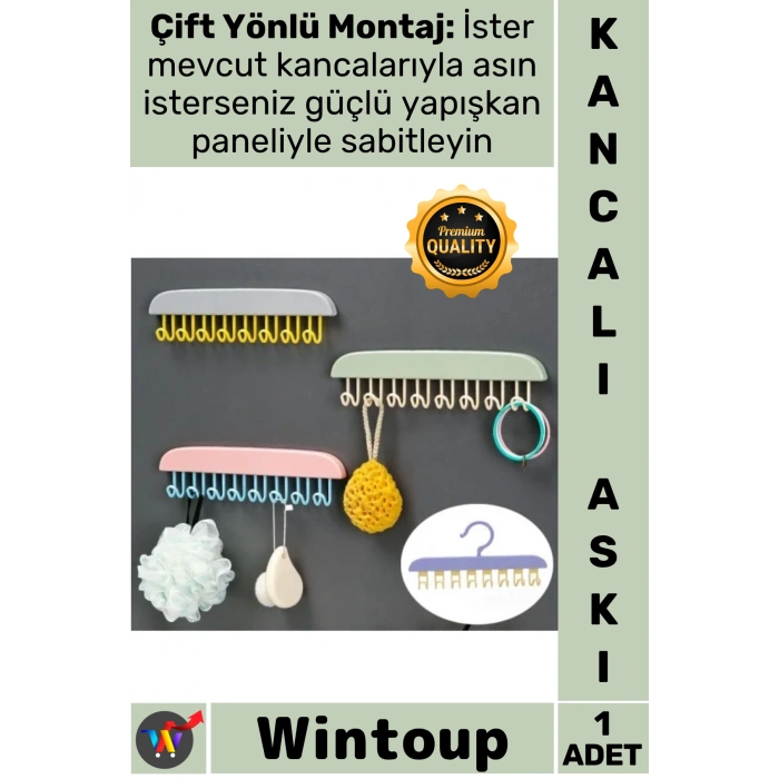#Askı Mutfak Banyo Kapı Arkası Çok Amaçlı Düzenleyici Pratik Kancalı Yapışkanlı Şık Dolap Askısı