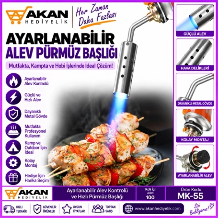 Ayarlanabilir Alev Pürmüz Başlığı