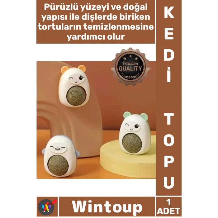 #KediTopu Sağlıklı Diş Dostu Rahatlatıcı Doğal Eğlence Sevimli Tasarım Ayıcıklı Kedi Otu Yalama Topu
