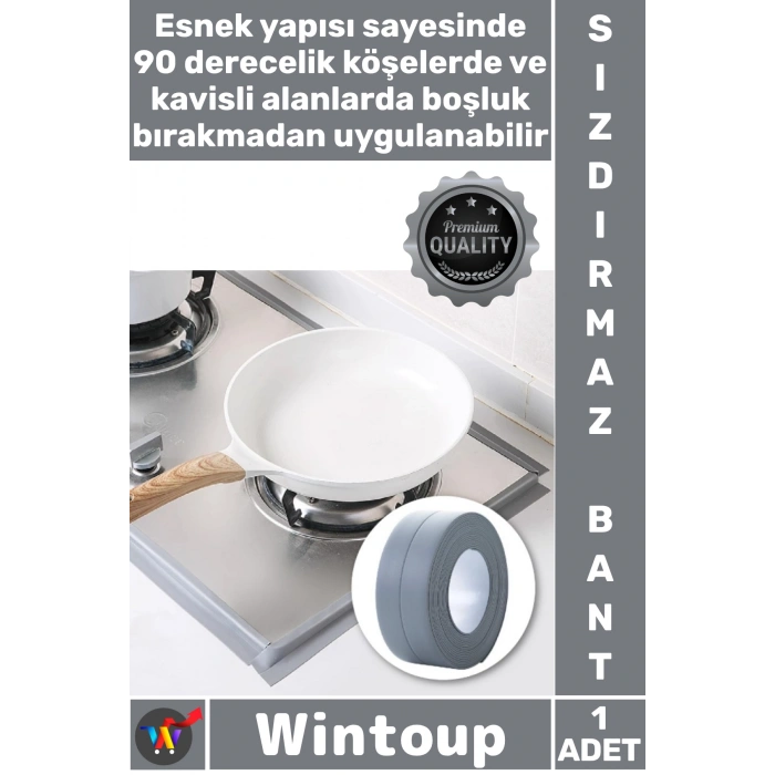 #Bant Mutfak Banyo Lavabo Kenar Koruyucu Esnek Kendinden Yapışkanlı Şık Güçlü Su Sızdırmaz Bant Gri