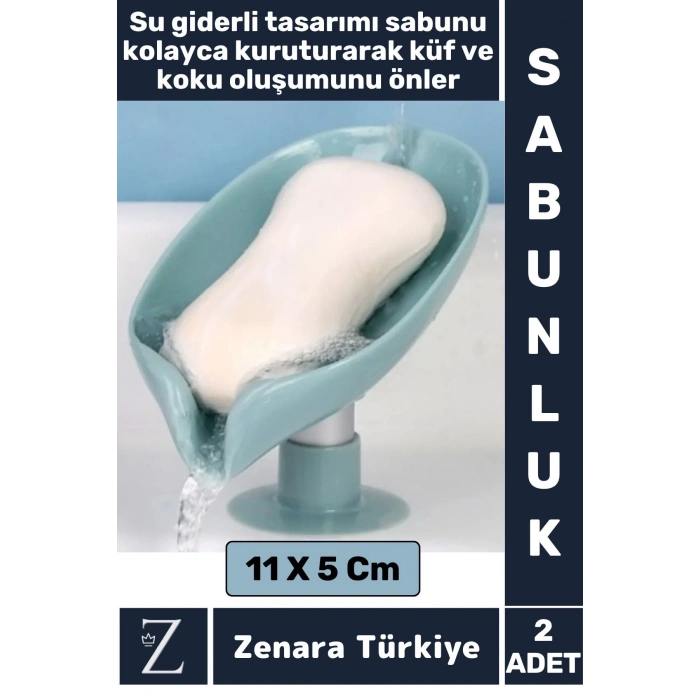 Banyo Mutfak Lavabo Sabun Montajsız Giderli Küflenme Kuruma Koku Önleyen Vantuzlu SABUNLUK 2 Adet