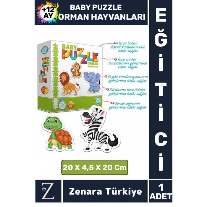 Bebek Gelişim Görsel Algı Düşünme Beceri Gelişimi Eğitici BABY PUZZLE-ORMAN HAYVANLARI