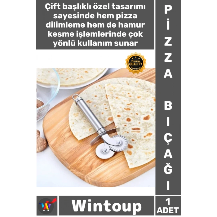 #Bıçak Paslanmaz Çelik Profesyonel Mutfak Kesici Hamur Kesim Aracı Çift Başlıklı Pizza Hamur Bıçağı