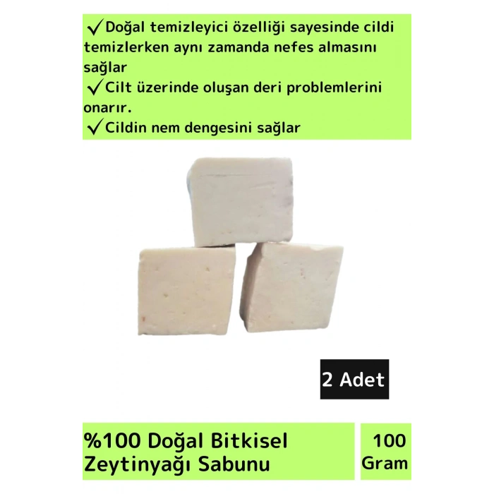 Bitkisel Cilt Nemlendirici Zeytinyağı Sabunu Doğal Üretim Tüm Cilt Tipleri İçin Uygun 2 Adet