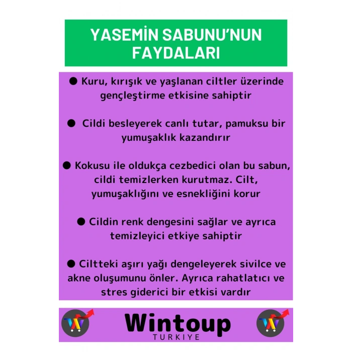 Bitkisel Güzel Kokulu Yasemin Sabunu Doğal Üretim Tüm Cilt Tipleri İçin Uygun 4 Adet