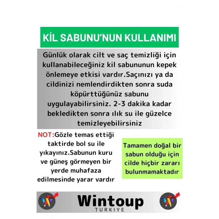 Bitkisel Kil Sabunu Doğal Üretim Tüm Cilt Tipleri İçin Uygun 2 Adet
