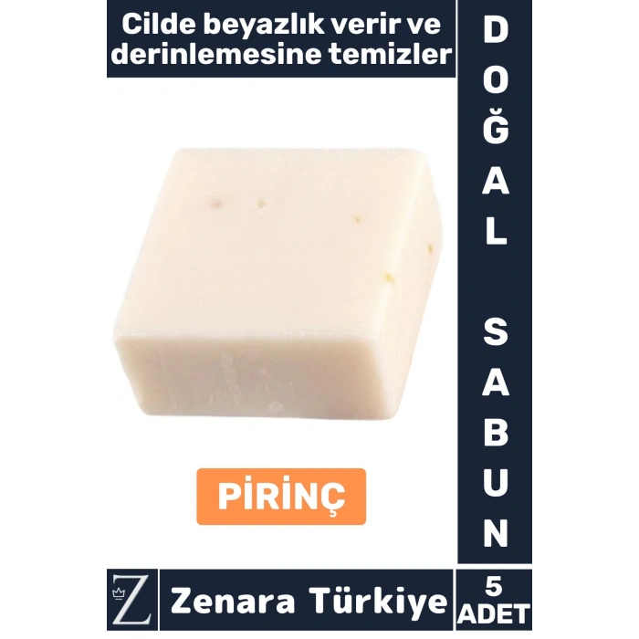 Bitkisel Organik %100 Doğal Saç Yüz Vücut El Cilt Beyazlatıcı Derin Temizlik Sabun PİRİNÇ 5 Adet
