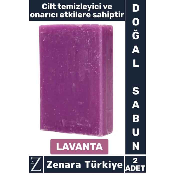 Bitkisel Organik %100 Doğal Saç Yüz Vücut El Kullanım Cilt Onarıcı Temizleyici Sabun LAVANTA 2 Adet