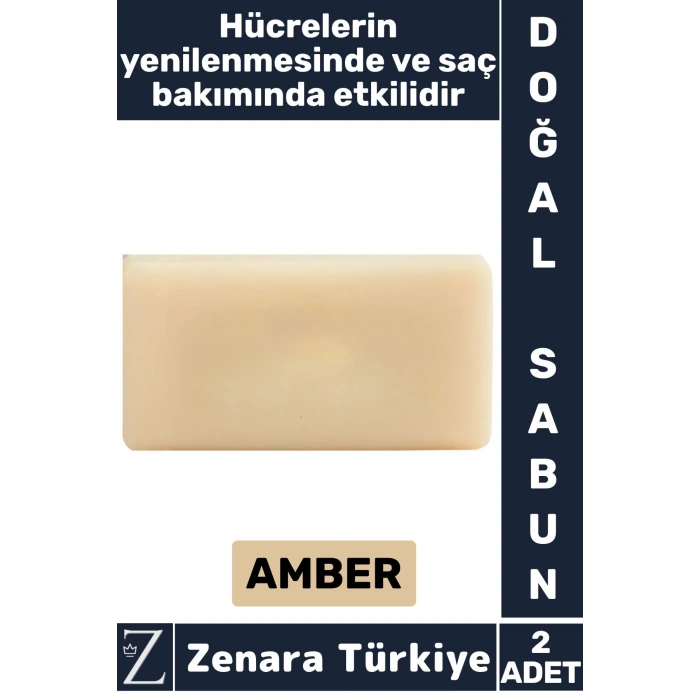 Bitkisel Organik %100 Doğal Saç Yüz Vücut El Kullanım Cilt Onarım Saç Bakım Sabunu AMBER 2 Adet