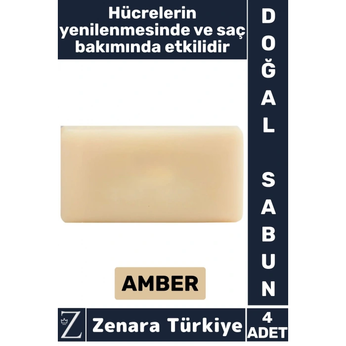 Bitkisel Organik %100 Doğal Saç Yüz Vücut El Kullanım Cilt Onarım Saç Bakım Sabunu AMBER 4 Adet
