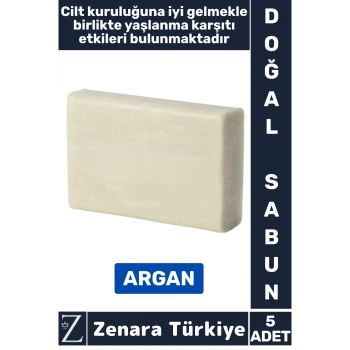 Bitkisel Organik %100 Doğal Saç Yüz Vücut El Kullanım Cilt Yaşlanma Karşıtı Sabun ARGAN 5 Adet