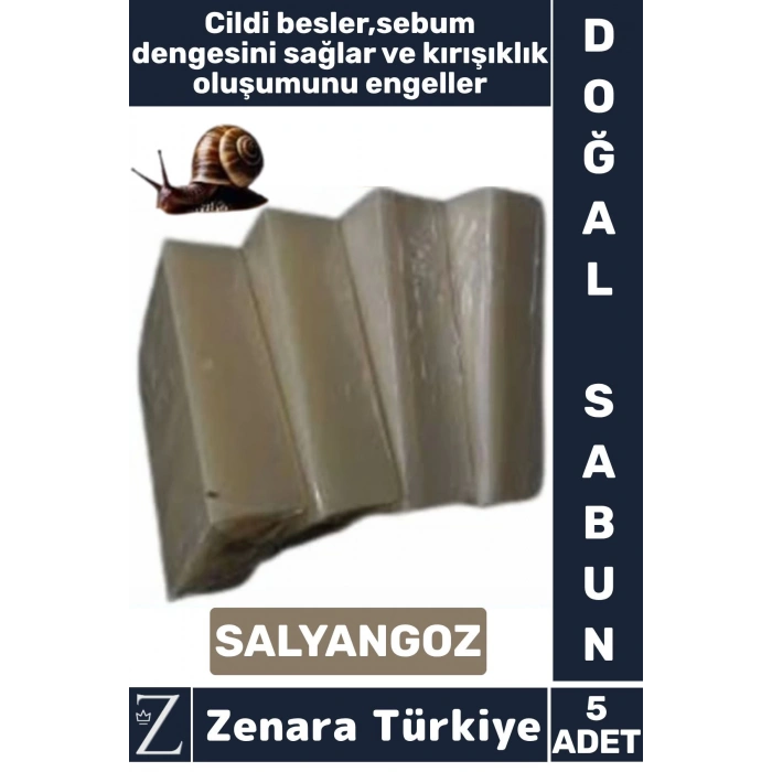 Bitkisel Organik Doğal Saç Yüz Vücut El Kullanım Cilt Sebum Dengesi Sağlayan Sabun SALYANGOZ 5 Adet