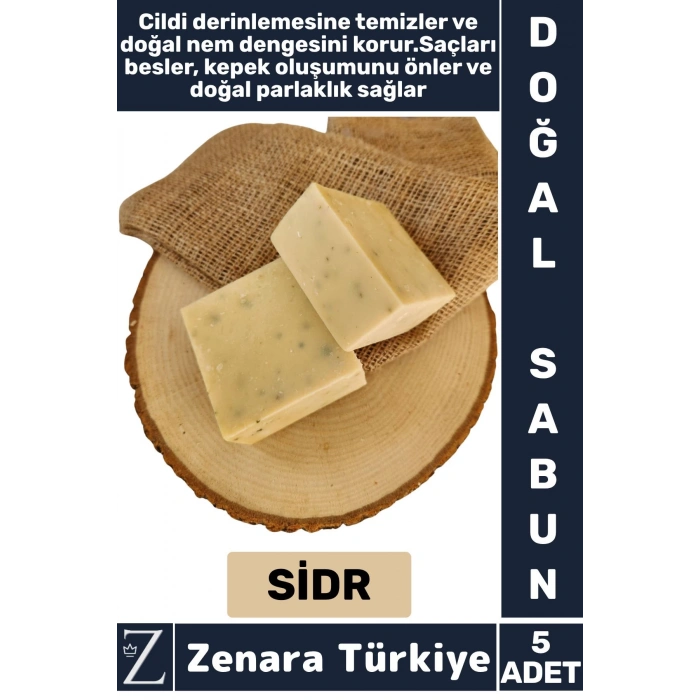 Bitkisel Organik Doğal Saç Yüz Vücut El Kullanım Cilt Temizleyici Kepek Önleyici Sabun SİDR 5 Adet