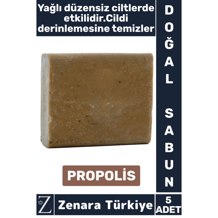 Bitkisel Organik Doğal Saç Yüz Vücut El Kullanım Cilt Temizleyici Parlatıcı Sabun PROPOLİS 5 Adet