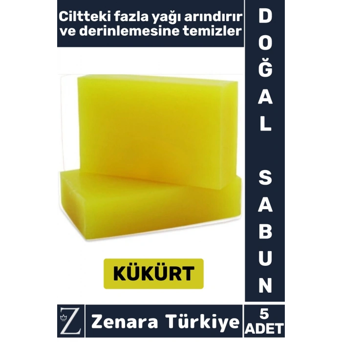 Bitkisel Organik Doğal Saç Yüz Vücut El Kullanım Yağ Arındırıcı Cilt Temizleyici Sabun KÜKÜRT 5 Adet