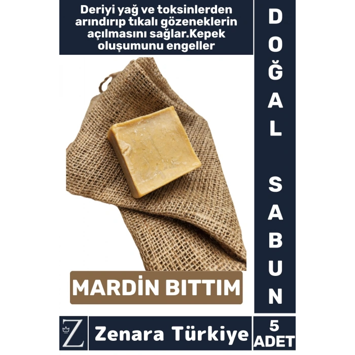Bitkisel Organik Doğal Saç Yüz Vücut El Kullanım Yağ Toksin Kepek Önleyen Sabun MARDİN BITTIM 5 Adet