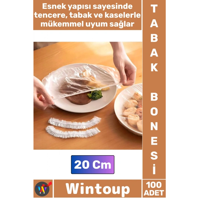 #Bone Gıda Saklama Poşeti Pratik Mutfak Hijyenik Lastikli Tencere Tabak Bonesi 100 Adet 20 Cm