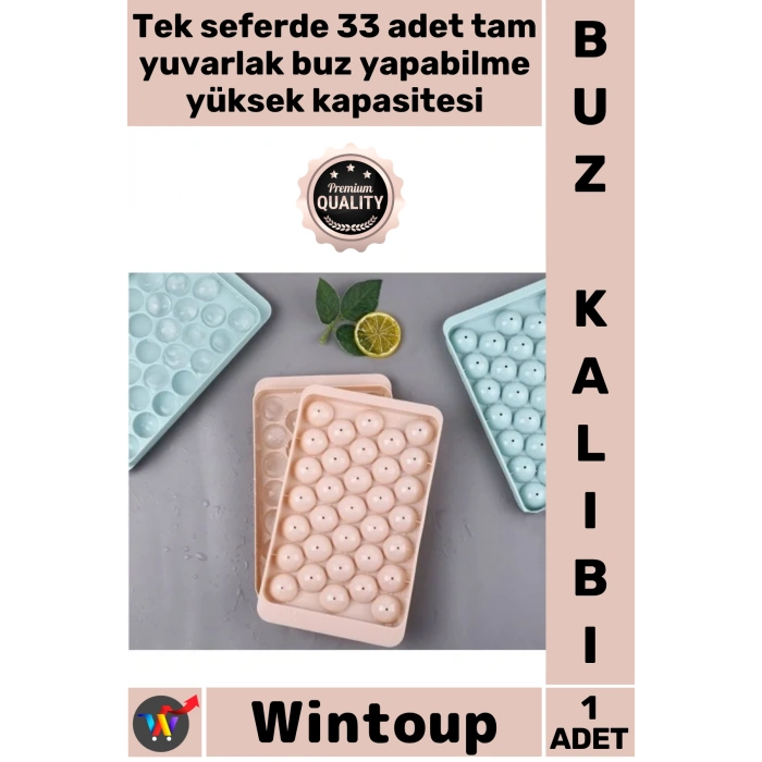 #BuzKalıbı 33 Bölmeli Buzluk İçecek Hazırlama Aparatı Estetik Sunum Kabı Yuvarlak Buz Yapma Kalıbı