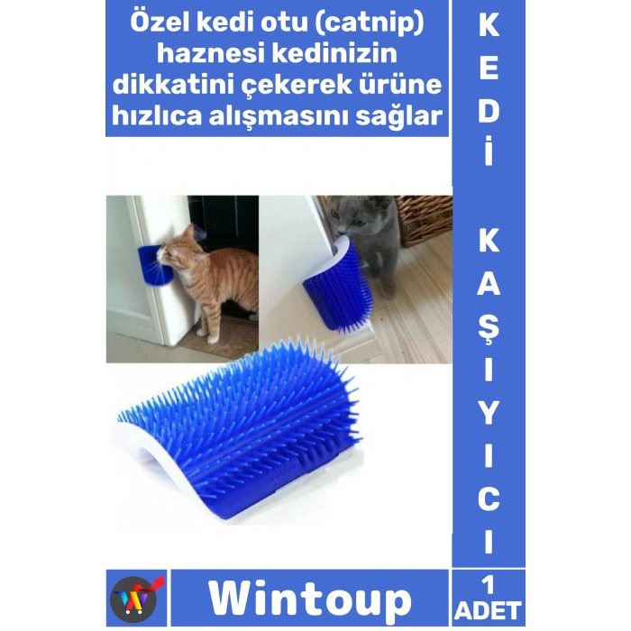 #KediAparatı Duvara Monte Köşe Masaj Fırçası Ergonomik Kedi Otu Hazneli Cat It Kedi Kaşınma Aparatı