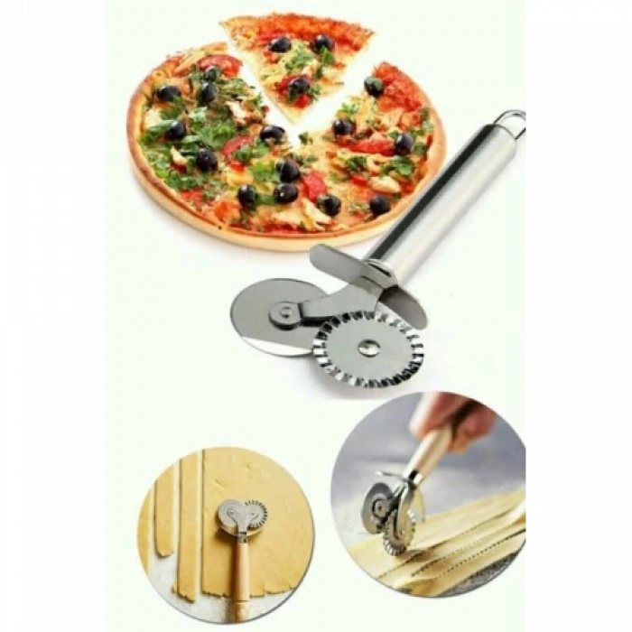 #Bıçak Paslanmaz Çelik Profesyonel Mutfak Kesici Hamur Kesim Aracı Çift Başlıklı Pizza Hamur Bıçağı
