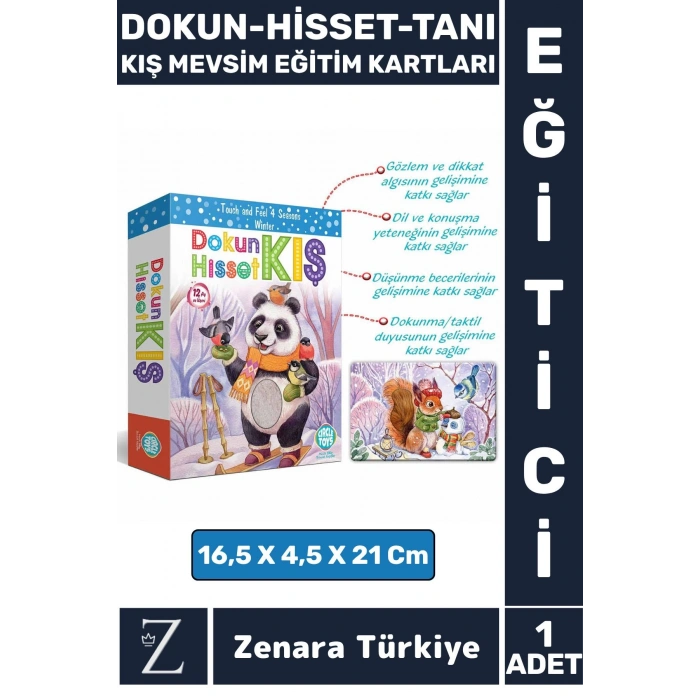 Çocuk Duyusal Gelişim Görsel Algı Mevsim Öğretici Eğlenceli DOKUN-HİSSET-TANI KIŞ EĞİTİM KARTLARI