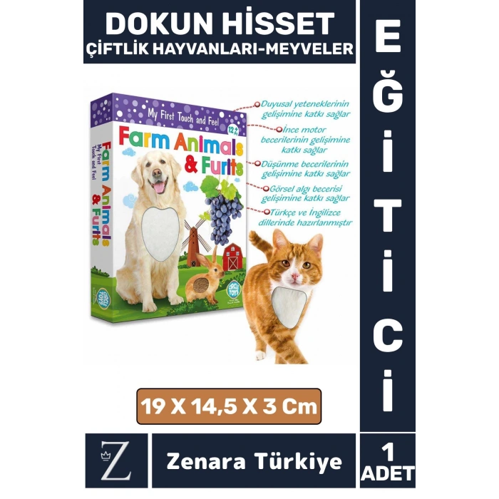 Çocuk Eğitici Dokunsal Algı İnce Motor Koordinasyon DOKUN HİSSET-ÇİFTLİK HAYVANLARI VE MEYVELER