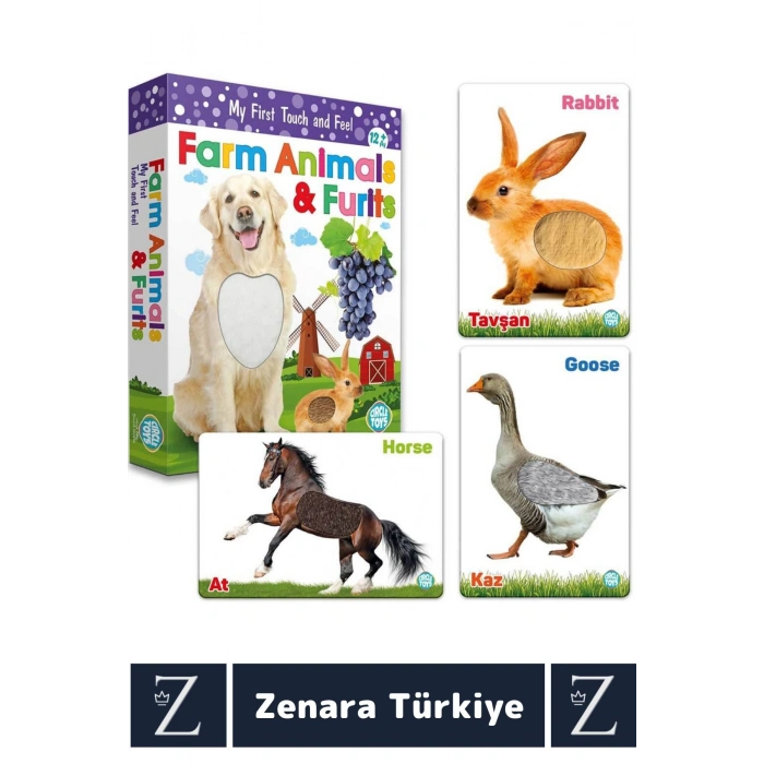 Çocuk Eğitici Dokunsal Algı İnce Motor Koordinasyon DOKUN HİSSET-ÇİFTLİK HAYVANLARI VE MEYVELER