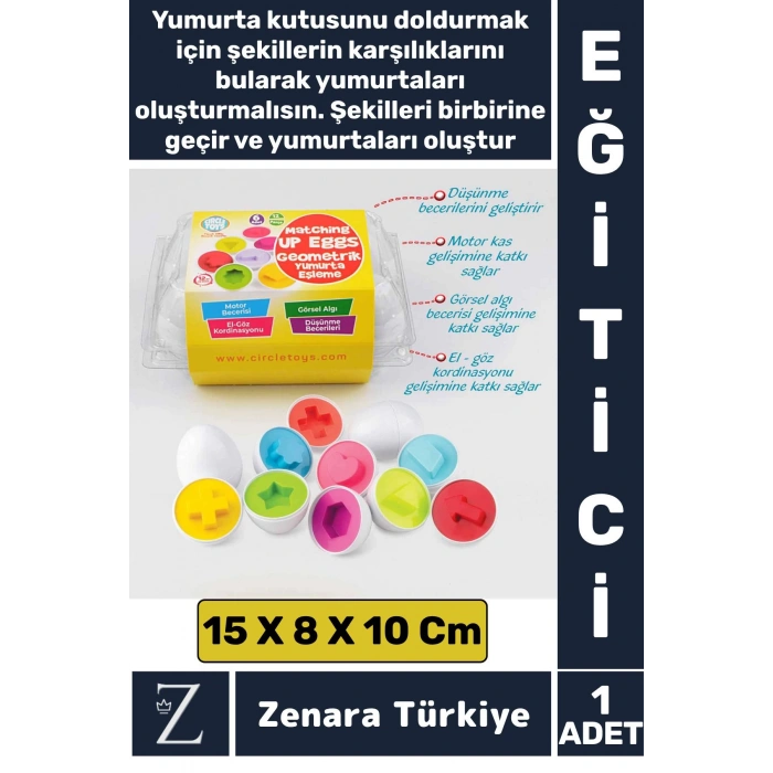 Çocuk Eğitici Düşünme Görsel Algı Eşleştirme Becerisi Geometrik Şekiller YUMURTA EŞLEME Oyunu 6lı