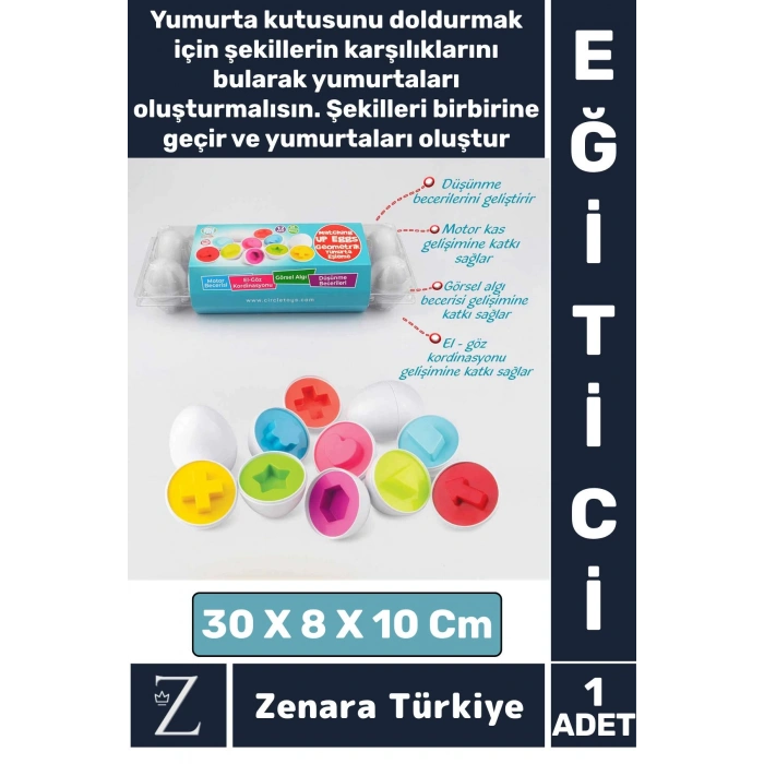 Çocuk Eğitici Düşünme Görsel Algı Eşleştirme Becerisi Geometrik Şekiller YUMURTA EŞLEME Oyunu 12li