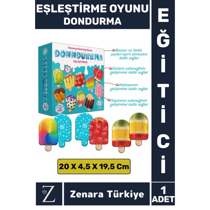 Çocuk Eğitici Hafıza Güçlendirici Renk Şekil Öğrenimi Eğlenceli Öğretici Oyun DONDURMA EŞLEŞTİRME