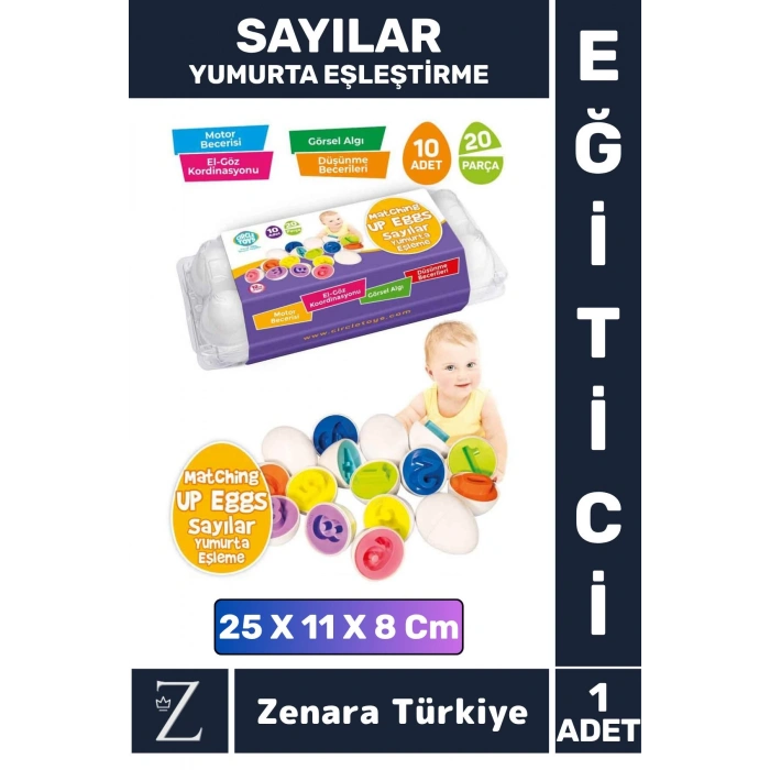 Çocuk Eğitici Motor Beceri Düşünme Görsel Algı Zeka Gelişimi Eğlenceli SAYILAR 10lu YUMURTA EŞLEME
