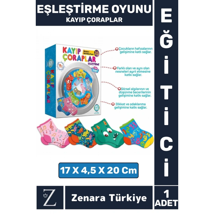 Çocuk Eğitici Zeka El Göz Koordinasyonu Dikkat Geliştirici Eğlenceli Eşleştirme Oyunu-KAYIP ÇORAPLAR