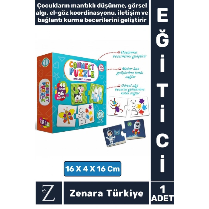Çocuk Eğitici Zeka Geliştiren Mantıklı Düşünme Bağlantı Kurma İletişim Eğlenceli Oyun CONNECT Puzzle