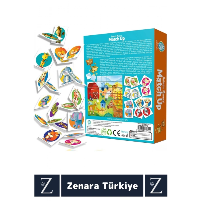 Çocuk Eğitici Zeka Geliştirici Görsel Algı Problem Çözme 2 in 1 HAYVANLAR Eşleştirme-ÇİFTLİK Puzzle