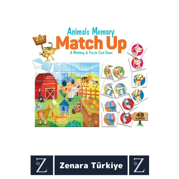 Çocuk Eğitici Zeka Geliştirici Görsel Algı Problem Çözme 2 in 1 HAYVANLAR Eşleştirme-ÇİFTLİK Puzzle