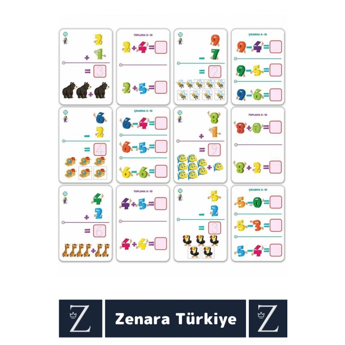 Çocuk Eğitici Zeka Geliştirici İşlem Becerisi Öğrenimi Eğlenceli Yaz Sil Aktivite Kartları-SAYILAR