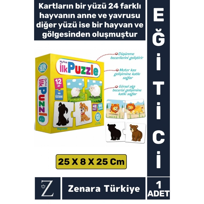 Çocuk Eğitici Zeka Görsel Algı Parça Bütün İlişkisi Düşünme Becerisi Eğlenceli 48 KART-İLK PUZZLE