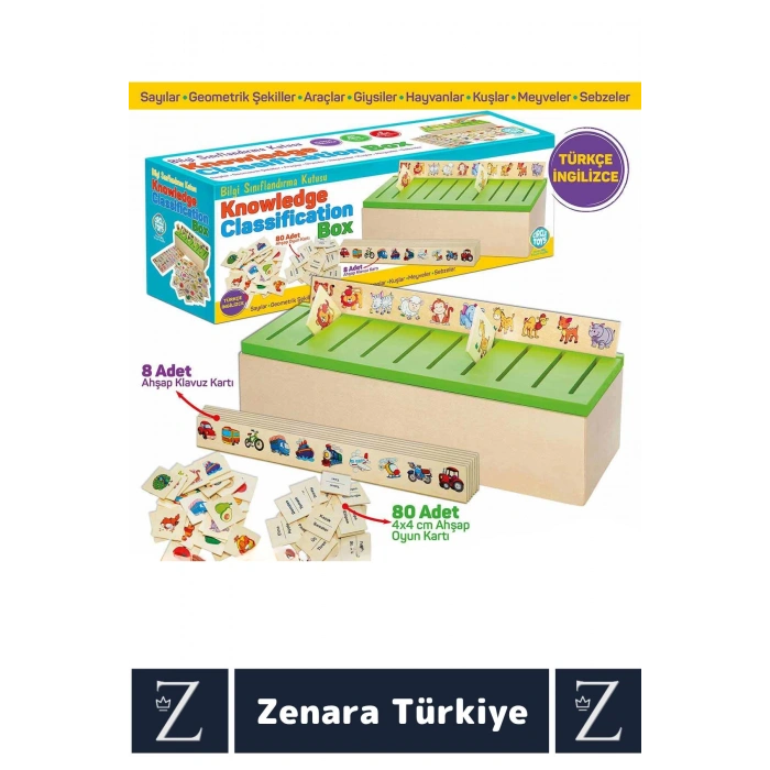 Çocuk Eğitici Zeka Koordinasyon Kişisel Gelişim Ahşap Türkçe İngilizce BİLGİ SINIFLANDIRMA KUTUSU