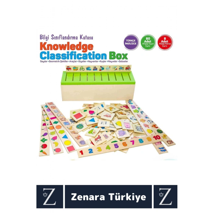 Çocuk Eğitici Zeka Koordinasyon Kişisel Gelişim Ahşap Türkçe İngilizce BİLGİ SINIFLANDIRMA KUTUSU