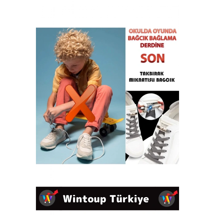 Çocuk Genç Yetişkin Şık Klipsli Manyetik Lastikli Pratik Mıknatıslı Ayakkabı Bağcığı 100 Cm 3 Çift
